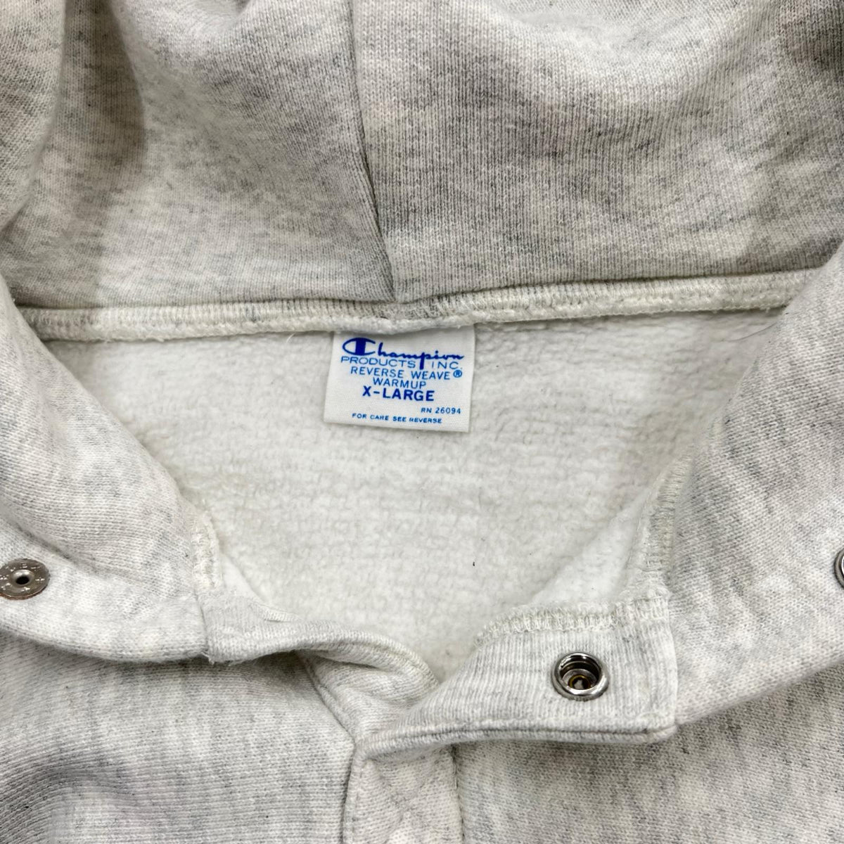 パーカー 青単タグ 裏起毛 ハーフスナップ 霜降り グレー XL