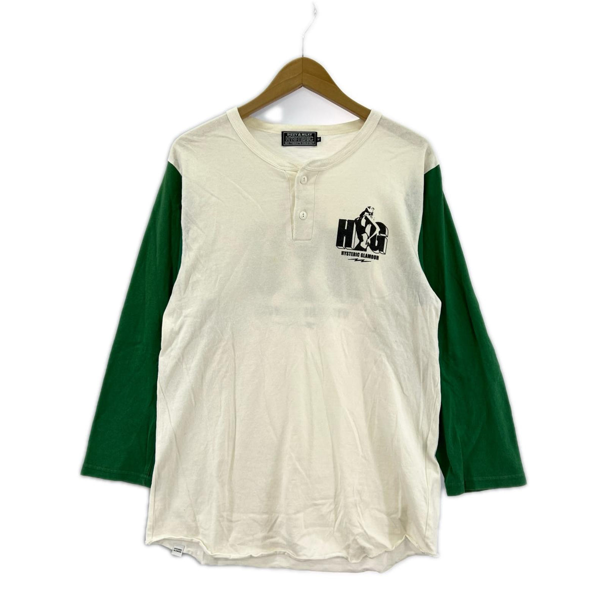 長袖Tシャツ HYSTERIC GLAMOUR HG CIRCLE LIGHTNING ヘンリーネックラグランTee M M ホワイト