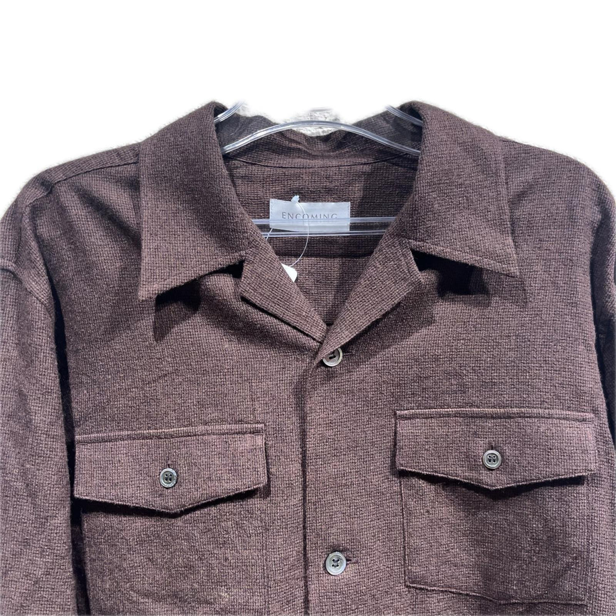 長袖シャツ ENCOMING 25AW ウールオープンカラー長袖シャツ