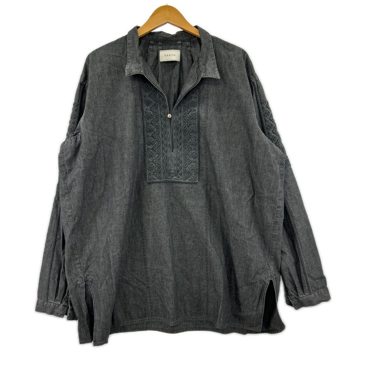 長袖シャツ SARTO EMBROIDERY PULL OVER SHIRT L グレー