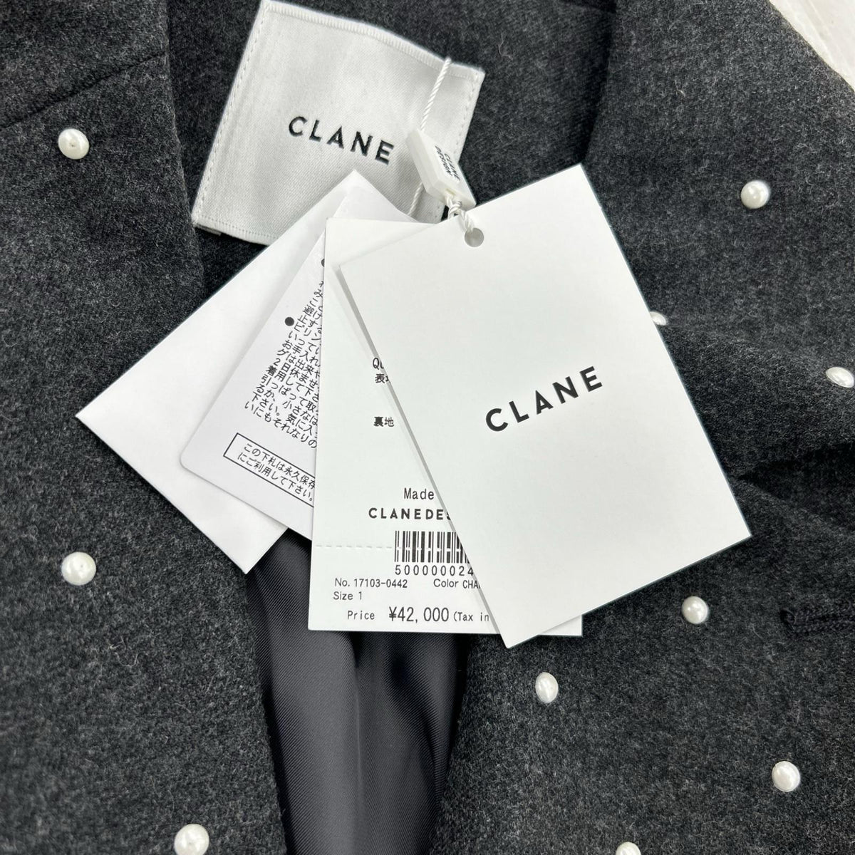 テーラードジャケット CLANE PEARL DOT JACKET パールジャケット 1 グレー 1 グレー
