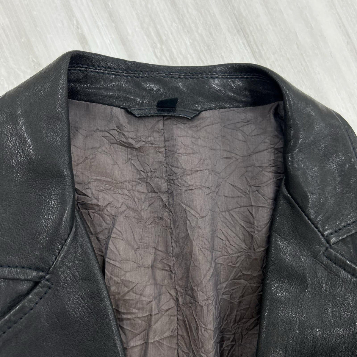 ジャケット GIORGIO ARMANI カーフスキン×ジャージー レザーテーラードジャケット 50 黒 50 ブラック