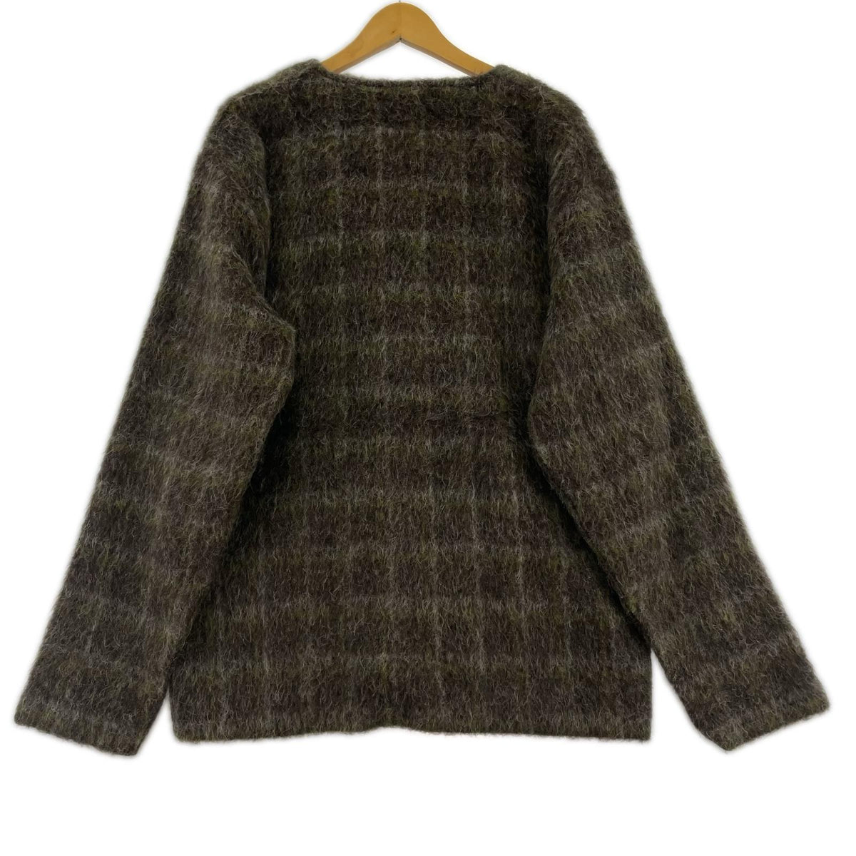 カーディガン CARDIGAN Dorf Check Hairy Wool 46 ブラウン
