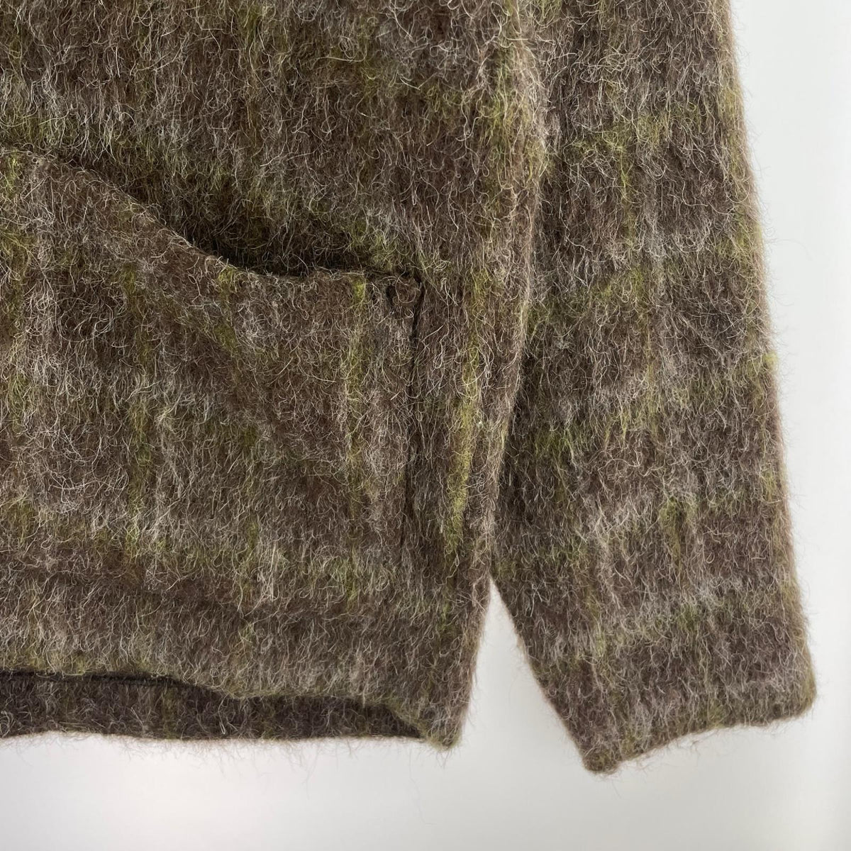 カーディガン CARDIGAN Dorf Check Hairy Wool 46 ブラウン