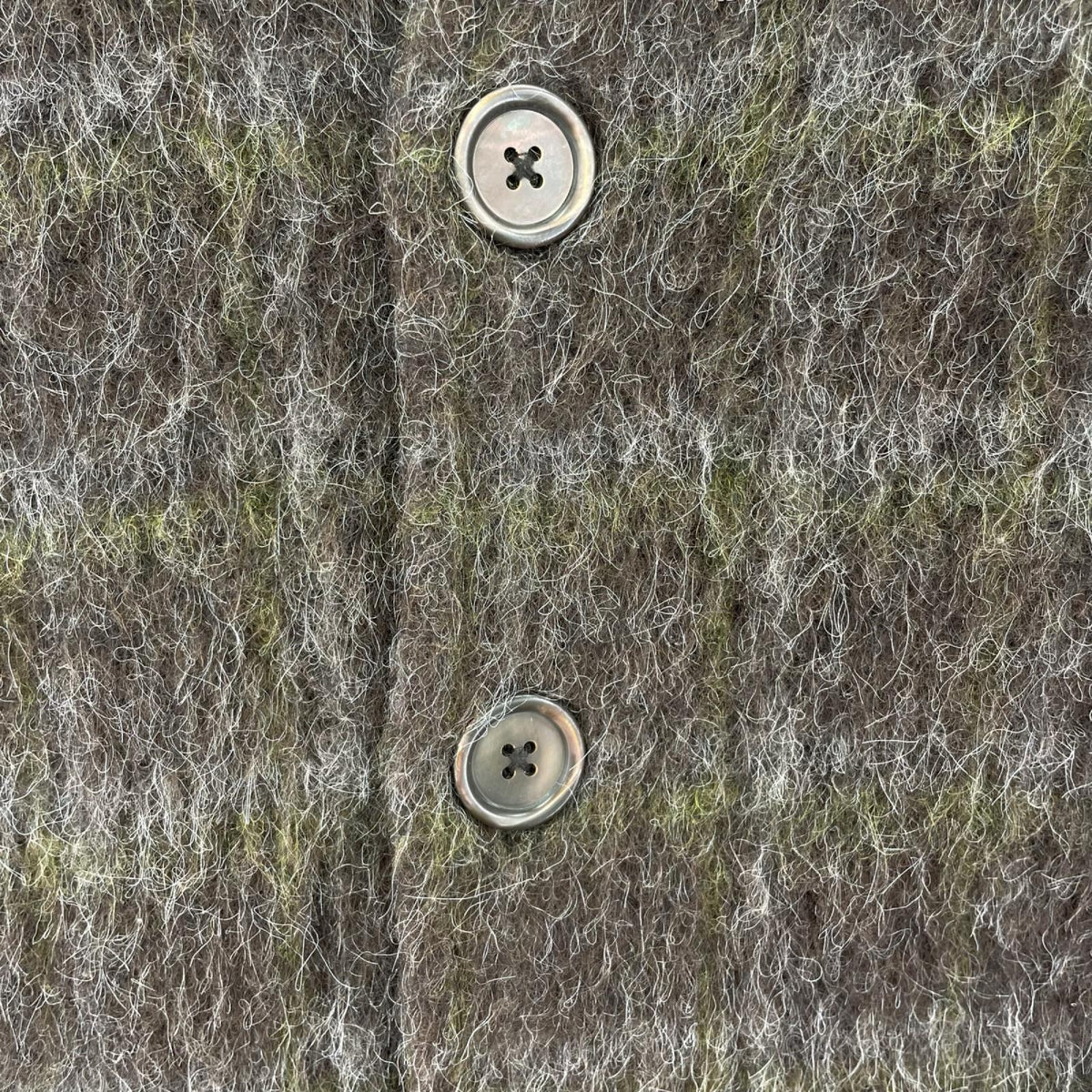 カーディガン CARDIGAN Dorf Check Hairy Wool 46 ブラウン