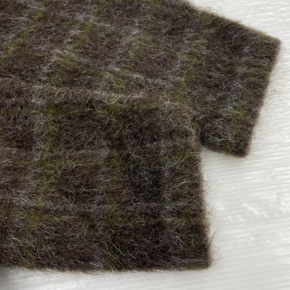 カーディガン CARDIGAN Dorf Check Hairy Wool 46 ブラウン