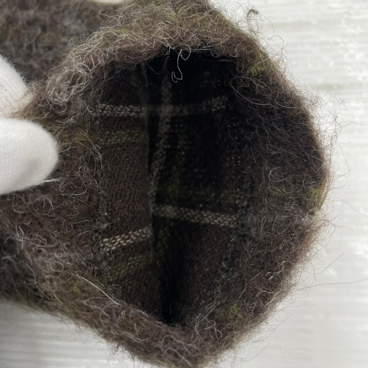 カーディガン CARDIGAN Dorf Check Hairy Wool 46 ブラウン