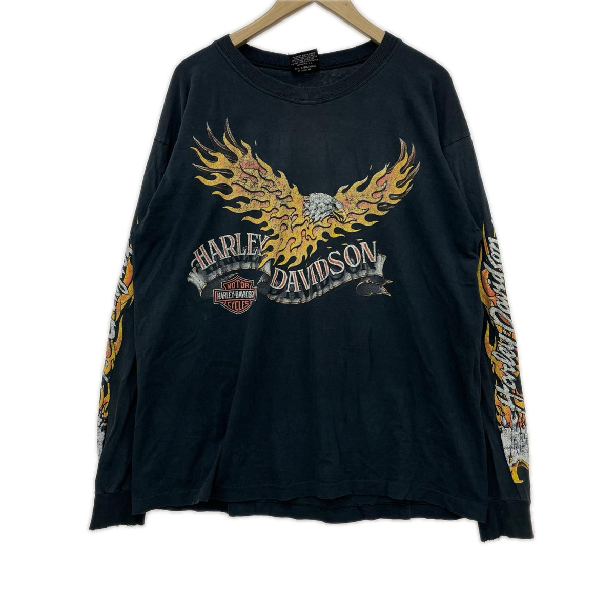 長袖Tシャツ 90’s GREAT LAKES Eagle Flame XL ブラック