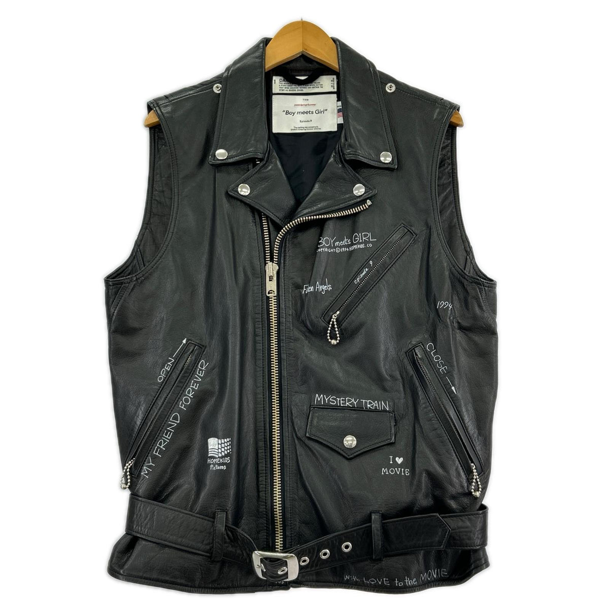 その他アウター DAIRIKU 22SS Hand Painted Double Leather Vest M ブラック