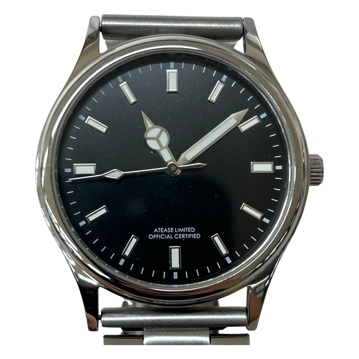 腕時計 ATEASE LIMITED クォーツ 黒シルバーカラー メタルバンド シルバー
