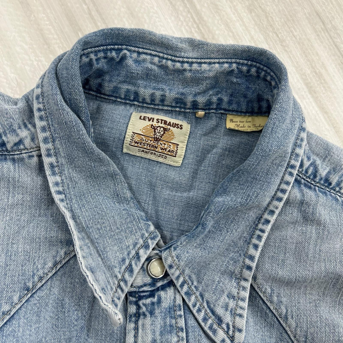 長袖シャツ OLD ウエスタンシャツ デニム ライトブルー (M) M ブルー
