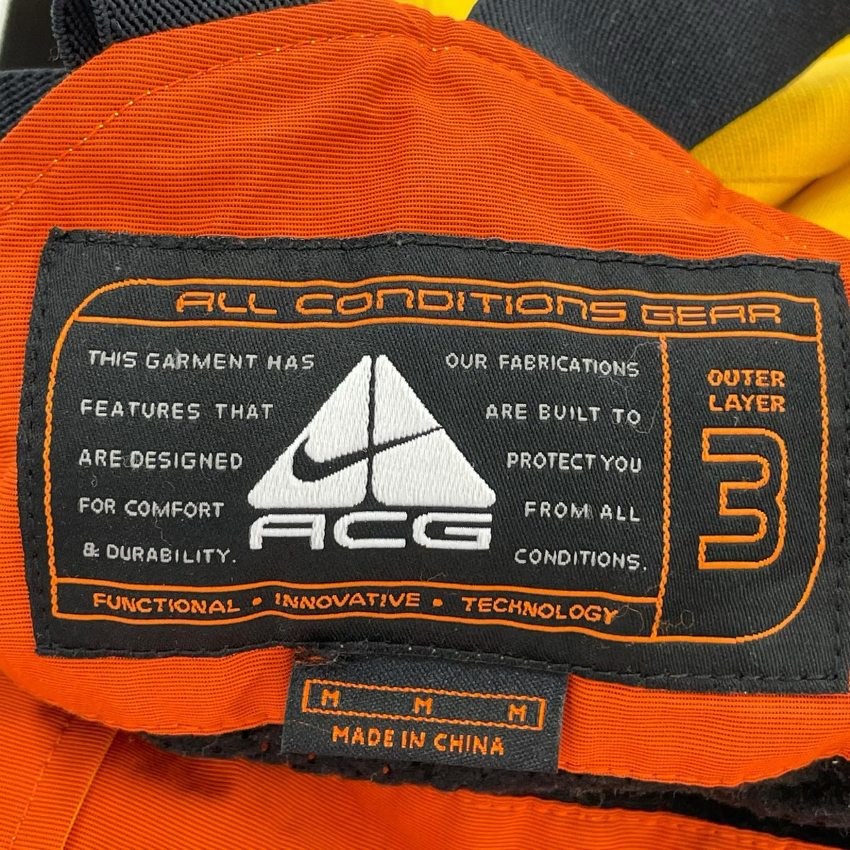 オーバーオール 00s ACG STORM-FIT シェルパンツ 黄 M イエロー