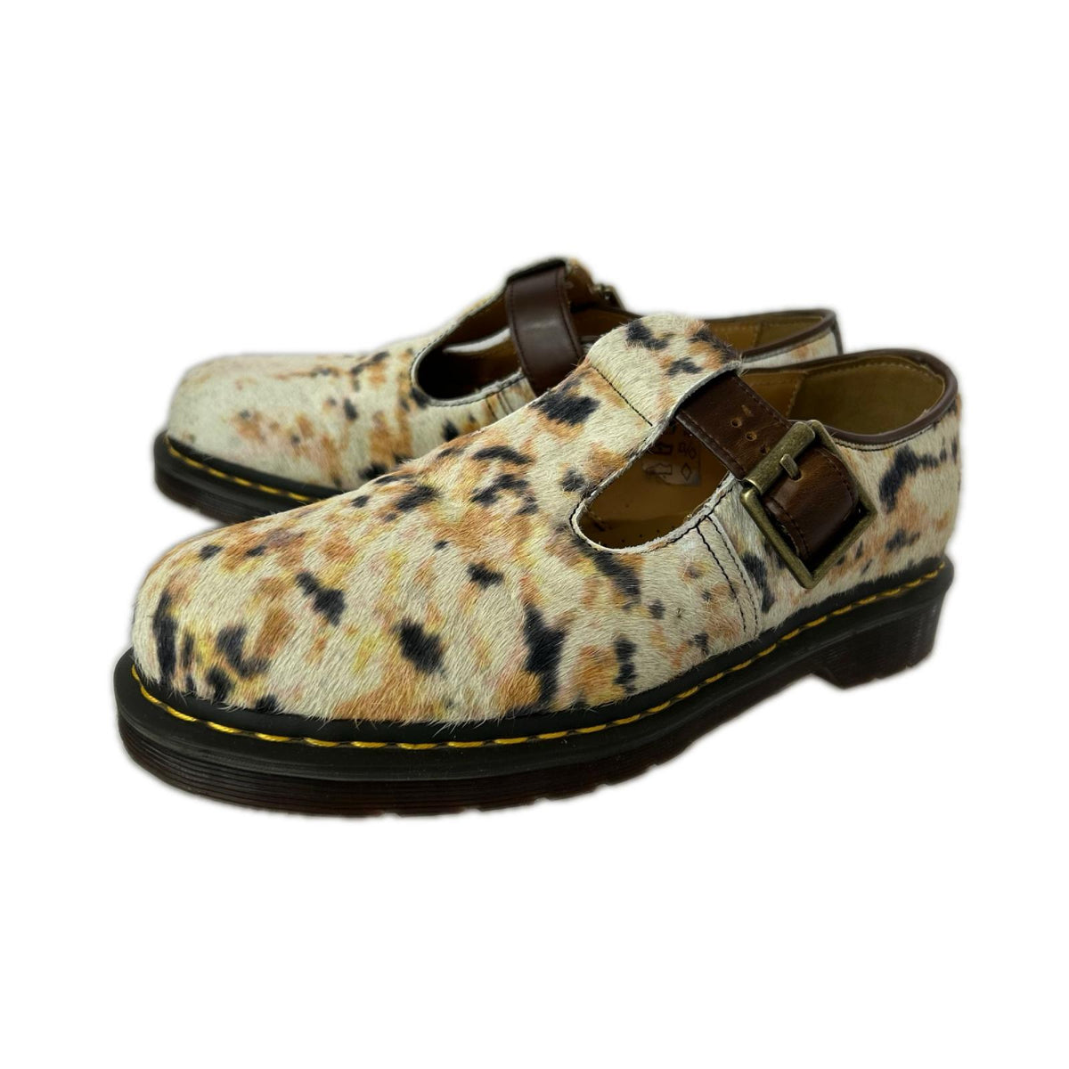シューズ T-BAR Shoe ヘアオンレザー ハラコ UK7 マルチカラー
