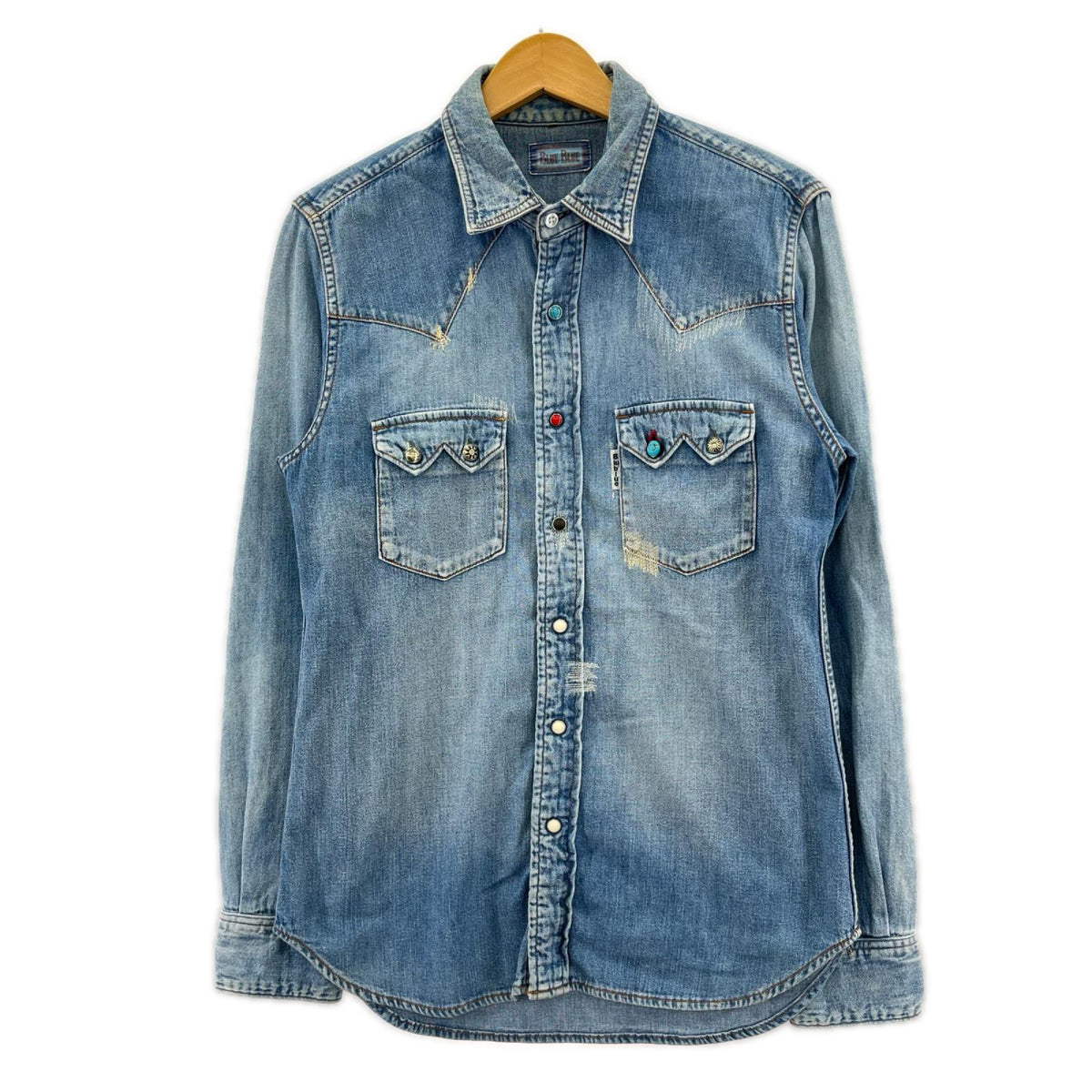 長袖シャツ BLUE BLUE デニムウエスタンシャツ ターコイズ コンチョ (2) 2 ブルー
