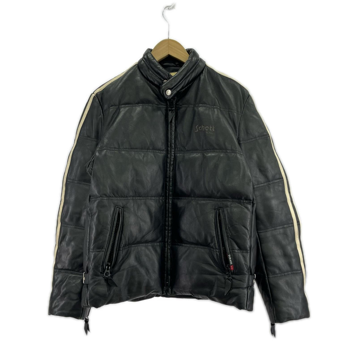 ダウンジャケット Leather Down Jacket 黒 L L ブラック