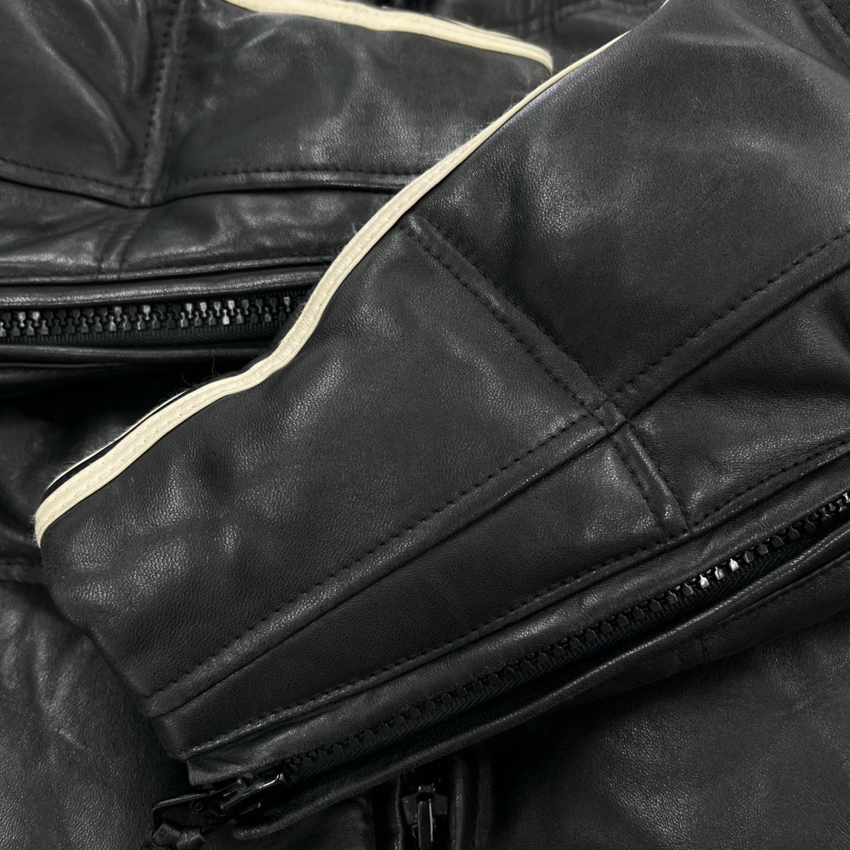 ダウンジャケット Leather Down Jacket 黒 L L ブラック