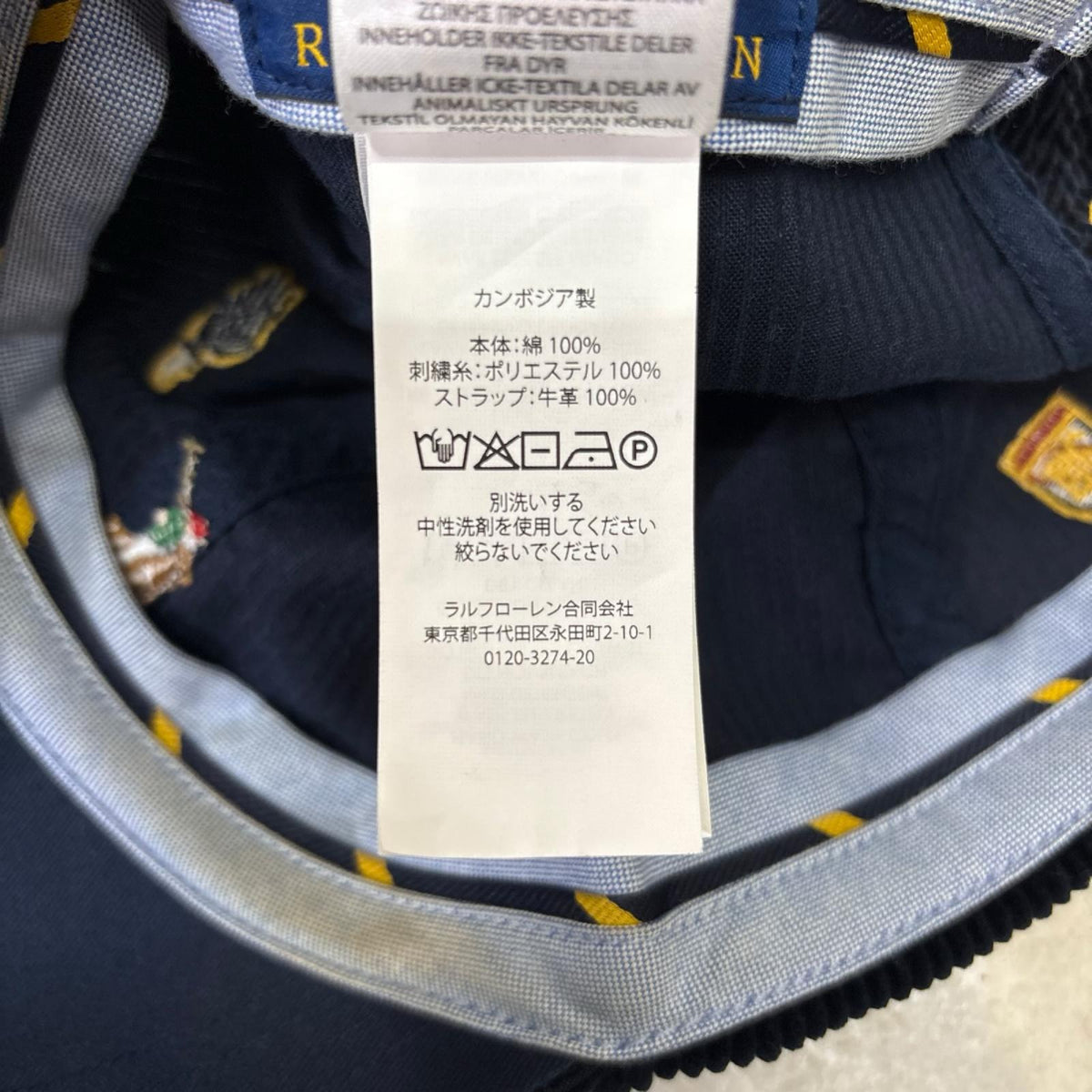 キャップ embroidered corduroy ball cap ネイビー