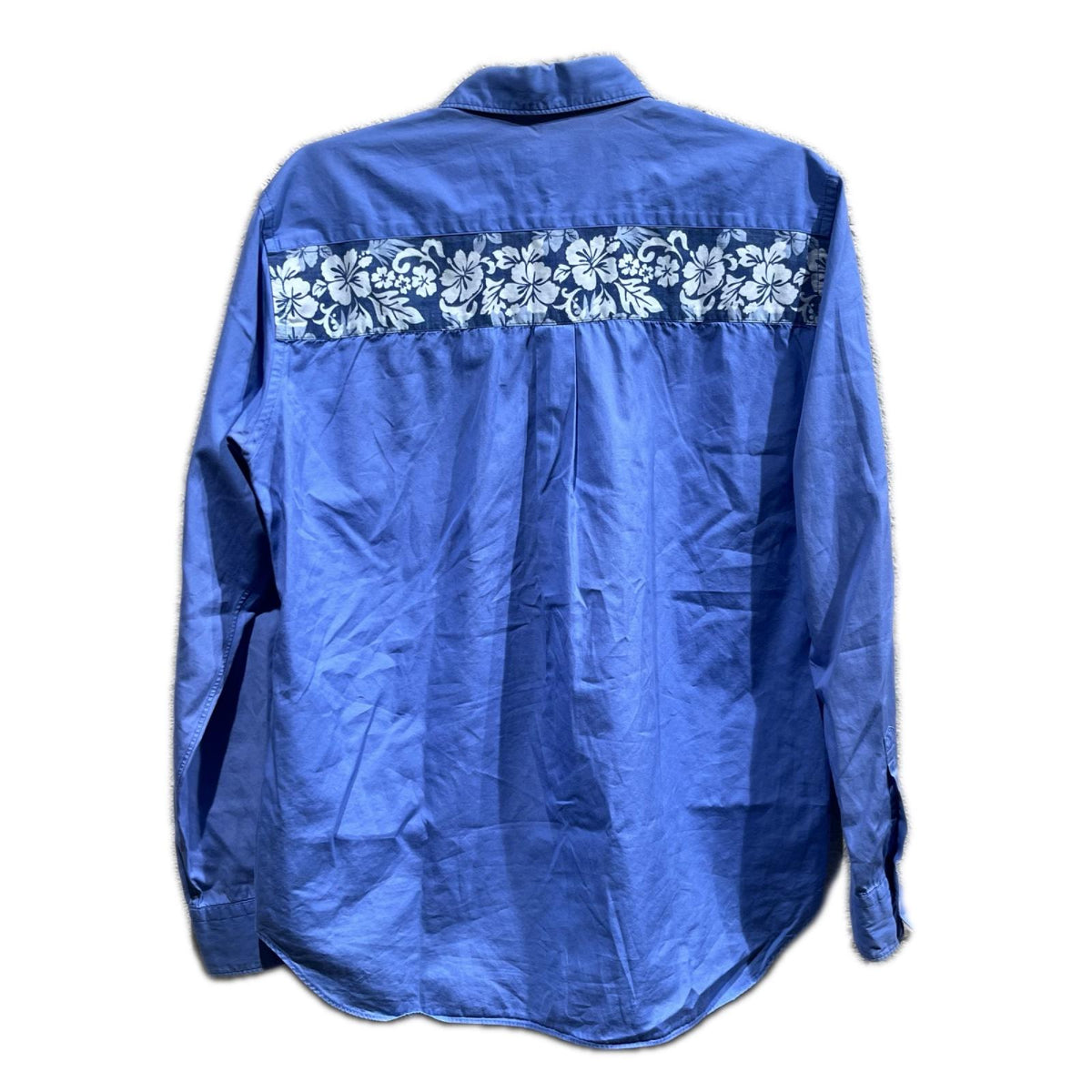 長袖シャツ homme deux 花柄切り替えシャツ S S ブルー
