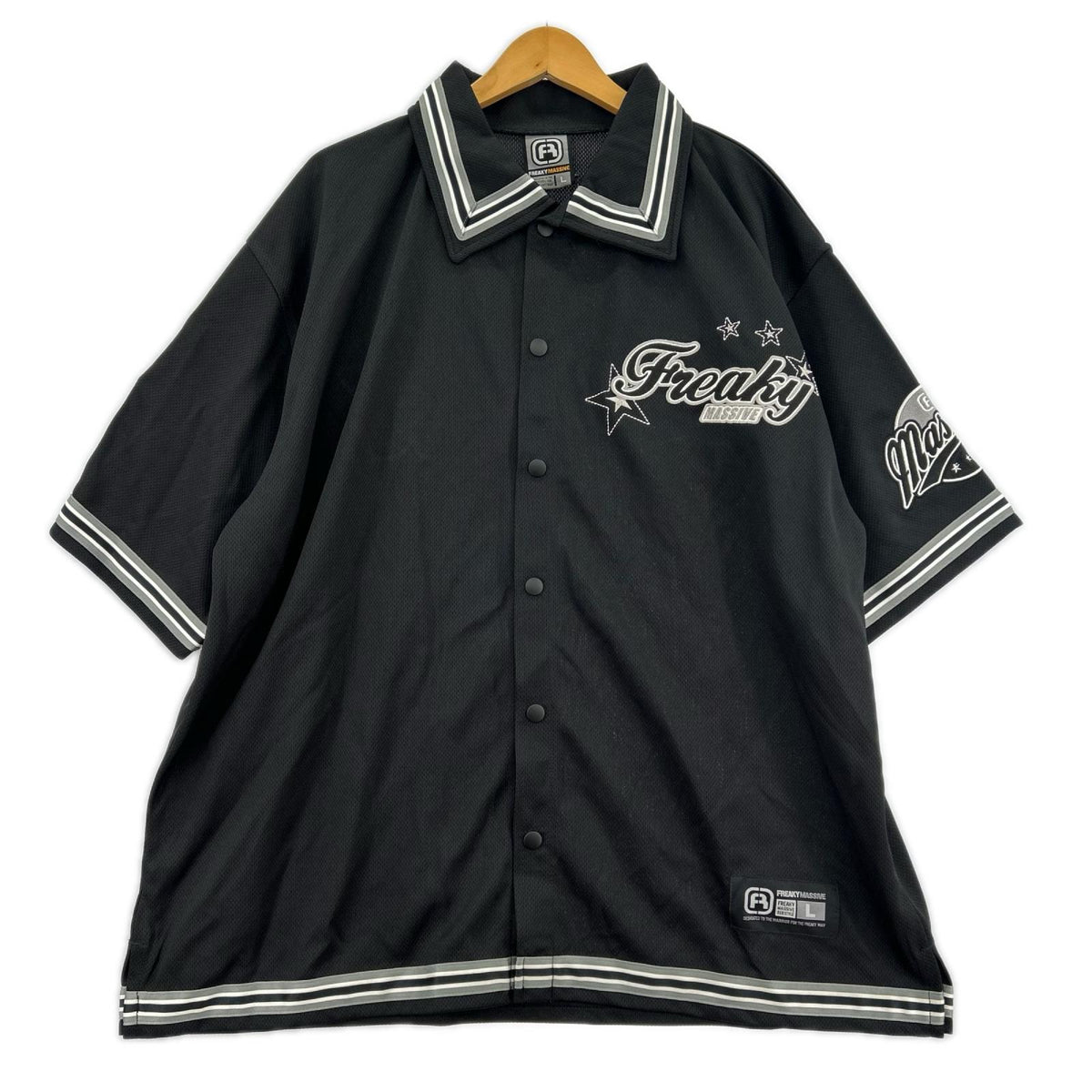 半袖シャツ 00s FREAKY MASSIVE baseball shirt L BLK L ブラック