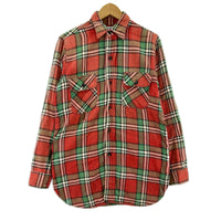 長袖シャツ Pilgrim 40s 50s マチ付きチェックネルシャツ RED (S) S