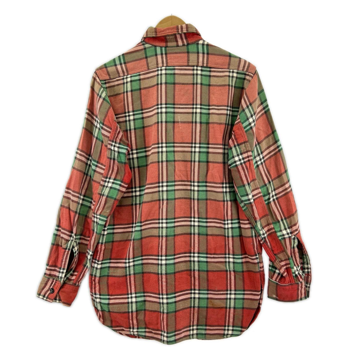 長袖シャツ Pilgrim 40s 50s マチ付きチェックネルシャツ RED (S) S