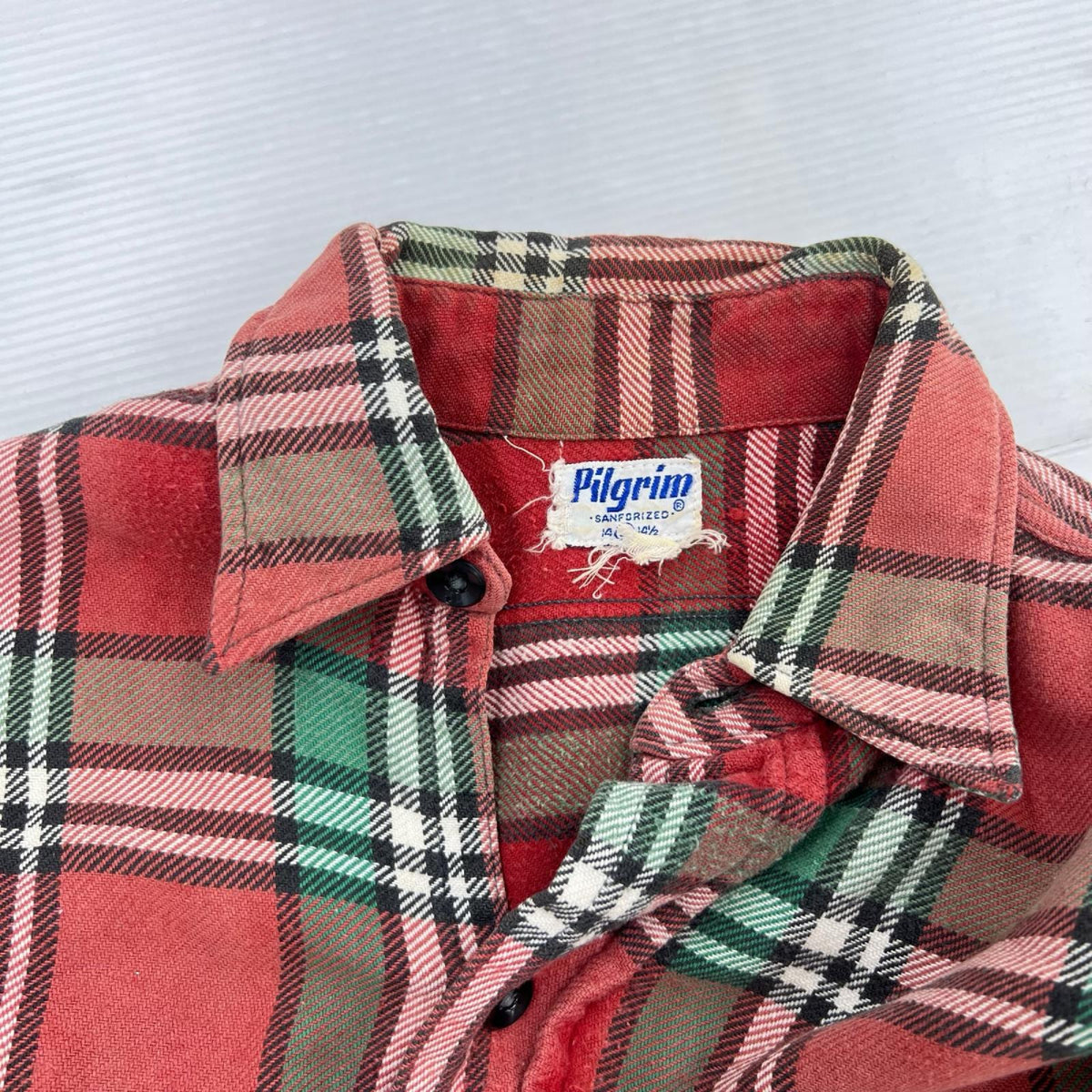 長袖シャツ Pilgrim 40s 50s マチ付きチェックネルシャツ RED (S) S
