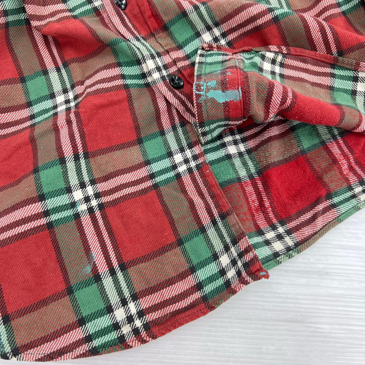 長袖シャツ Pilgrim 40s 50s マチ付きチェックネルシャツ RED (S) S