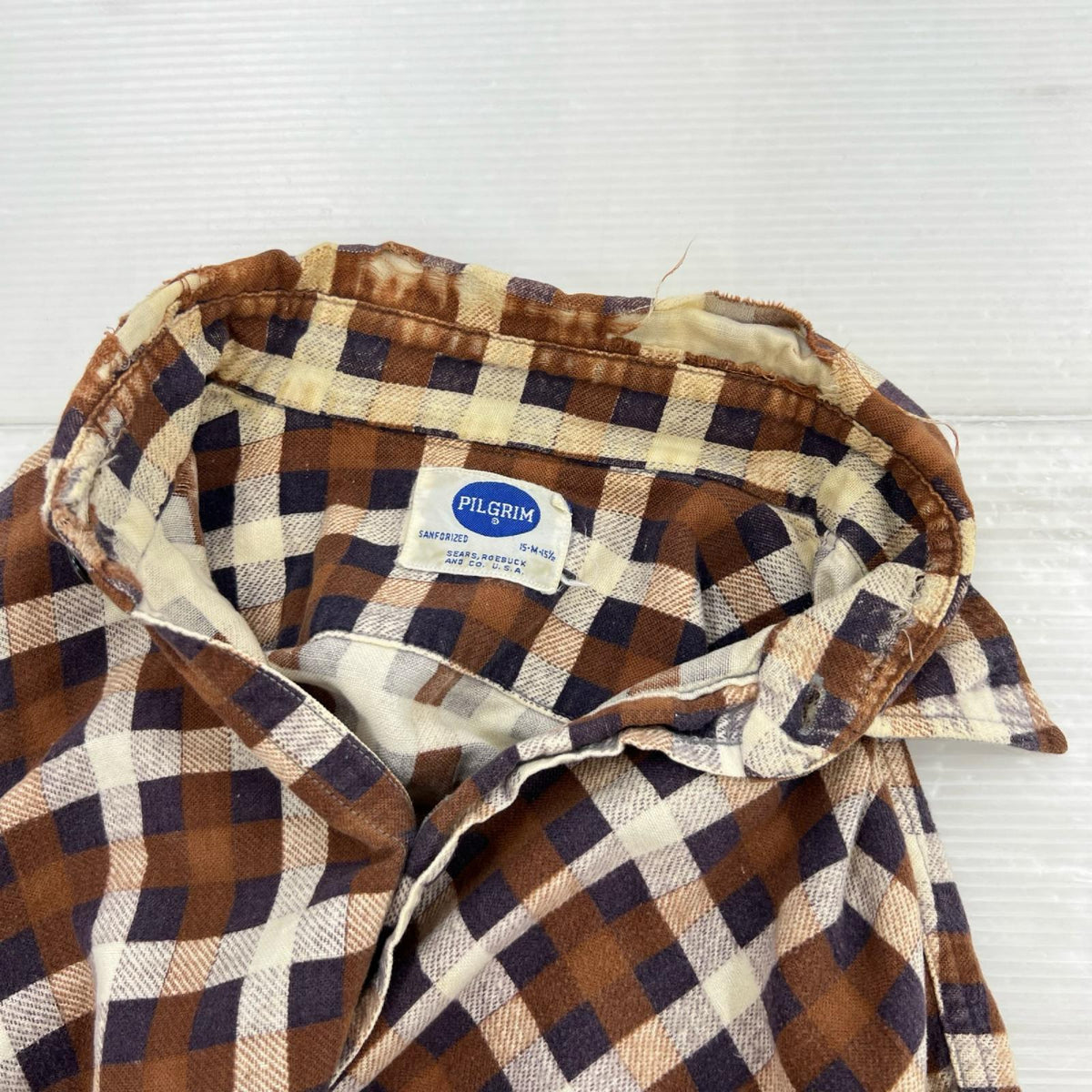 長袖シャツ Pilgrim 50s 60s マチ付きプリントネルシャツ (M) M