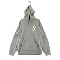 パーカー S logo quilted hooded L グレー