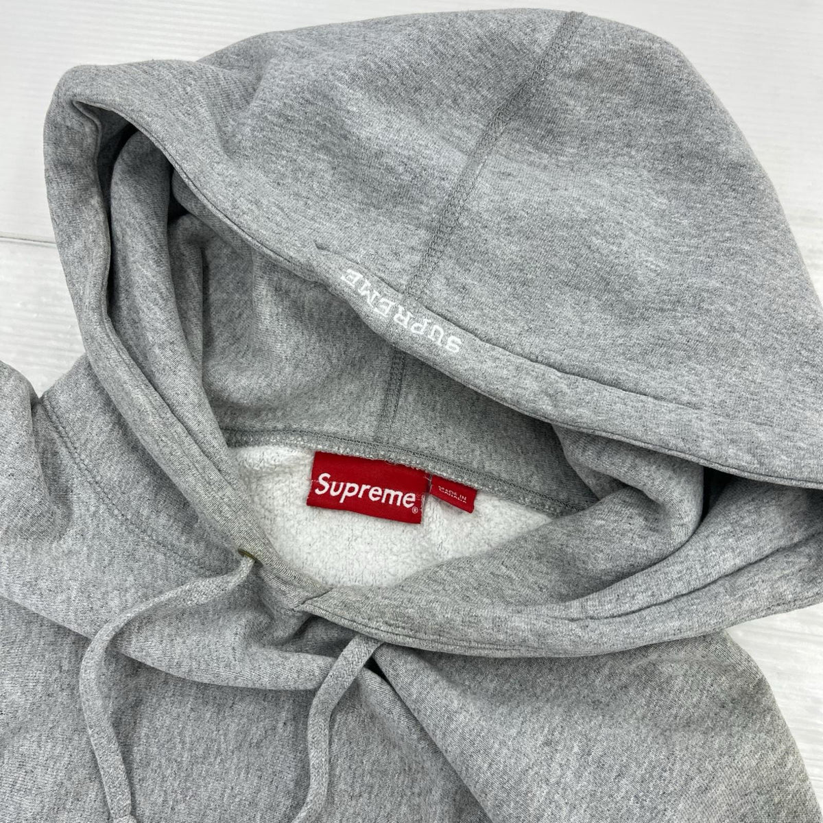 パーカー S logo quilted hooded L グレー