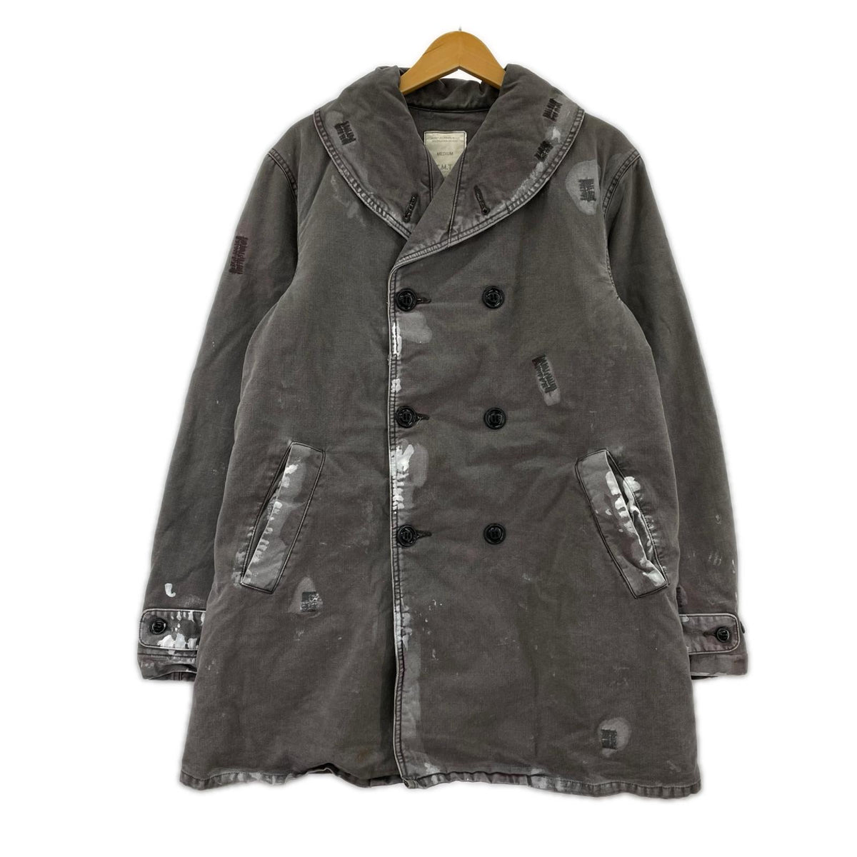 ジャケット 00s 初期 ペンキ加工 Pコート GRY M M グレー