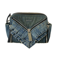 ショルダーバッグ デニムZIPショルダーバッグ ブルー