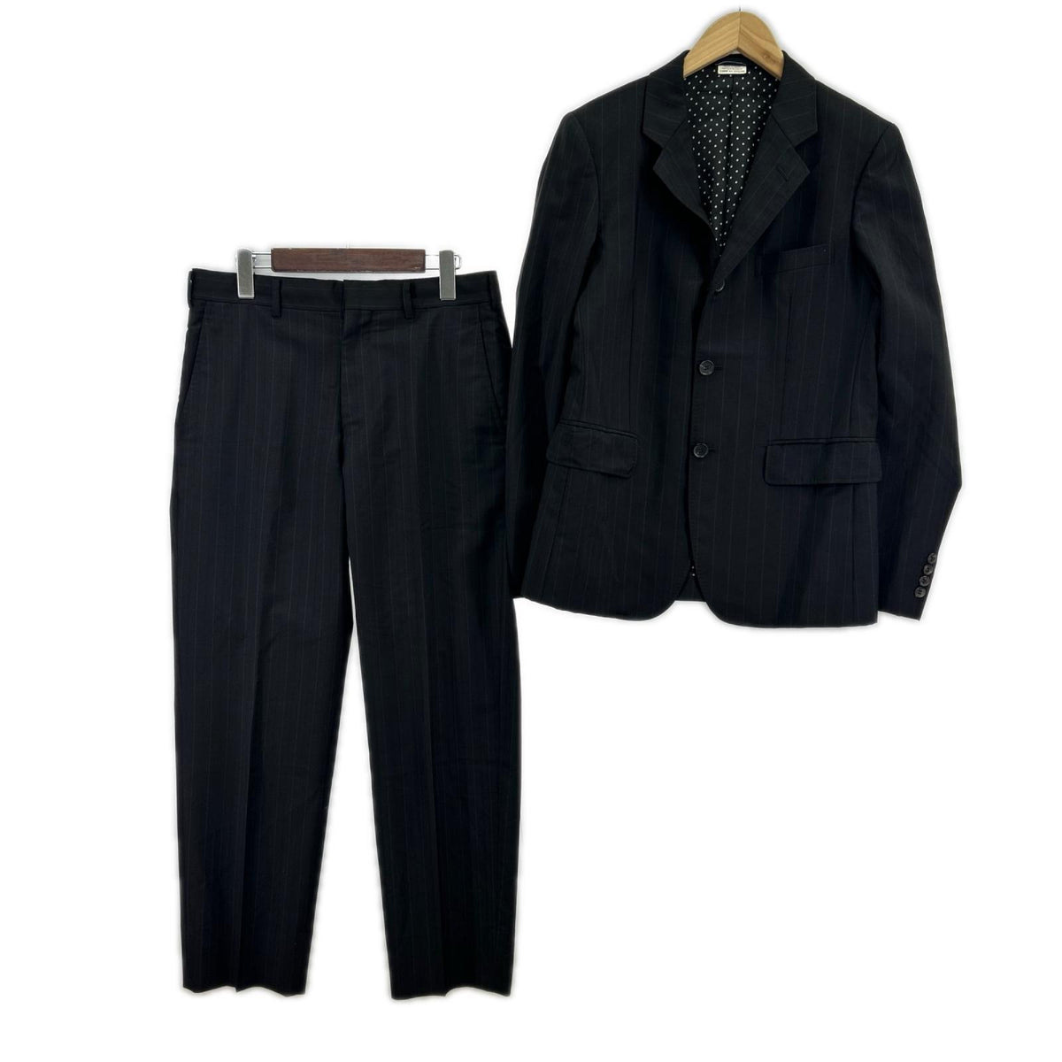 セットアップ COMME des GARCONSHOMME DEUX 12AW DK-J002 ストライプセットアップ 黒 ブラック
