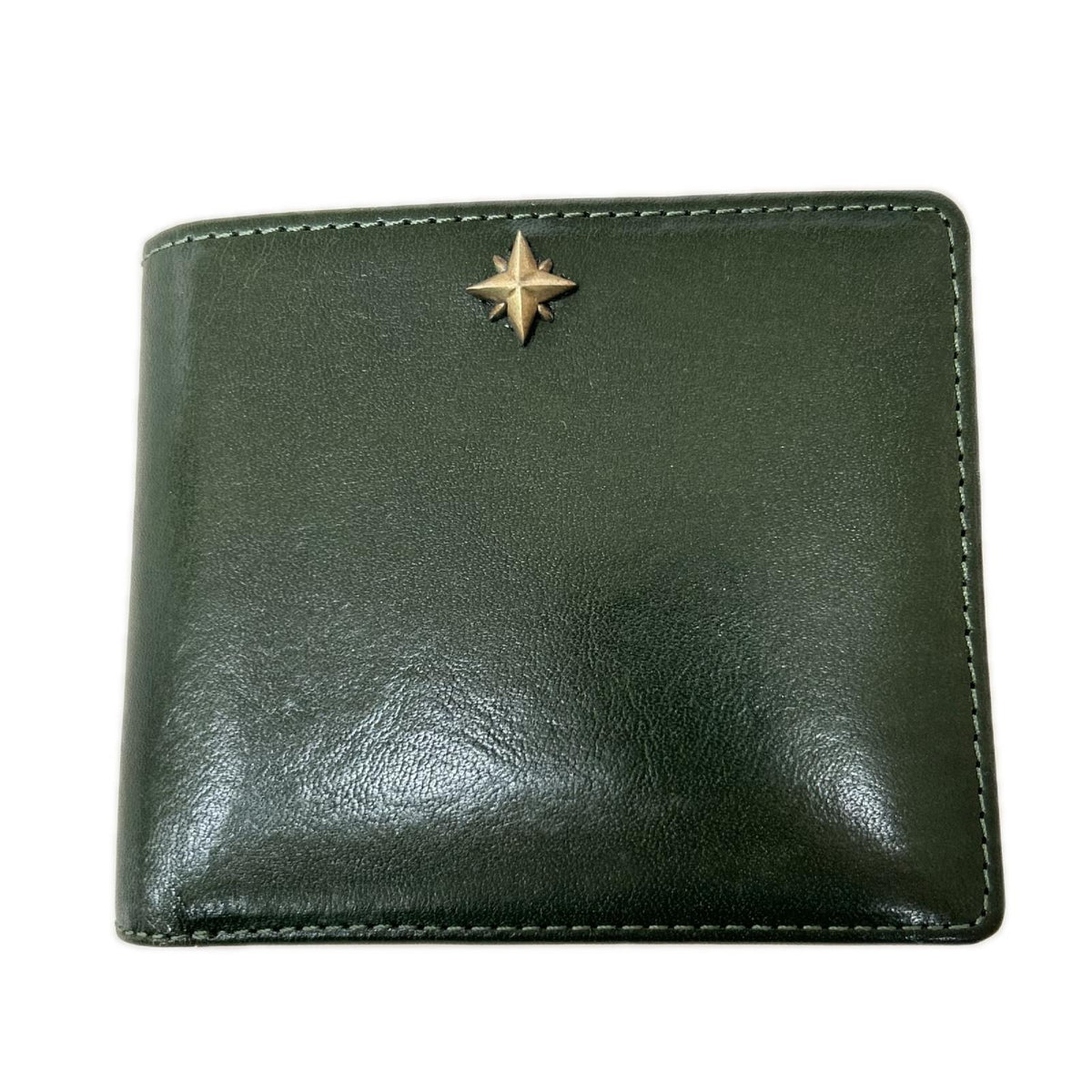 コンパクトウォレット MADE IN ITALY レザーウォレット グリーン グリーン
