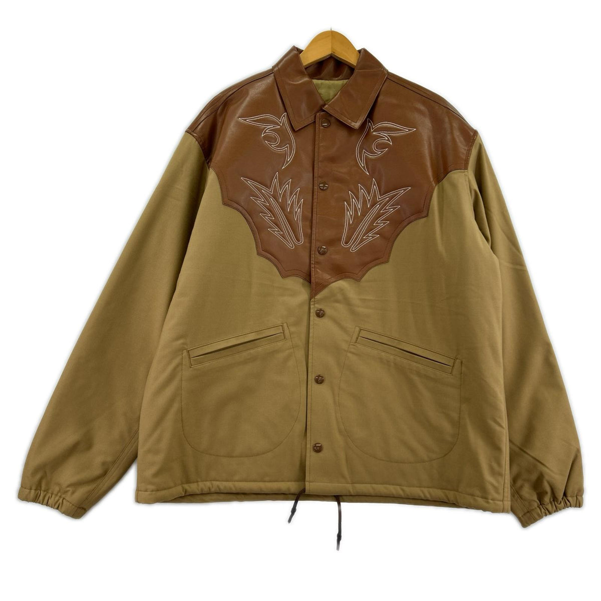 ジャケット Fake Leather Strech Blouson 48 ベージュ