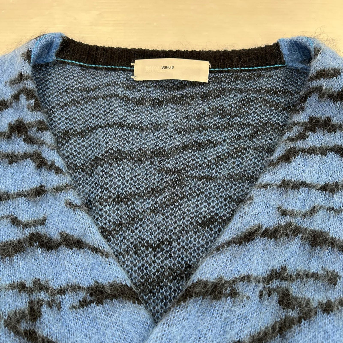 カーディガン 総柄カーディガン ブルー 48