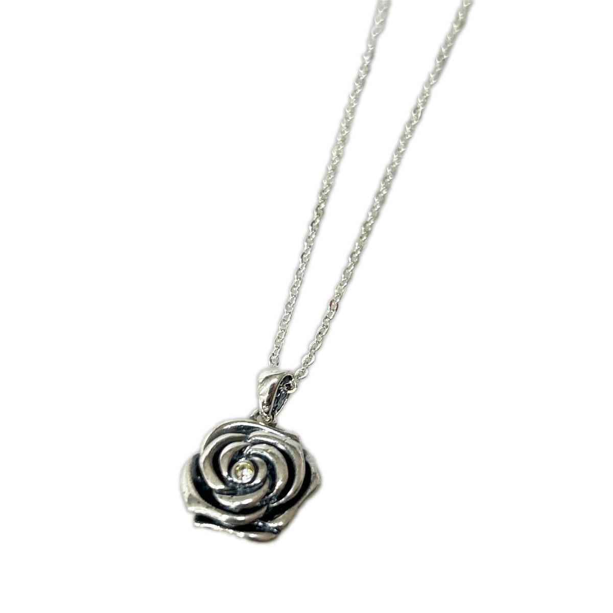 ネックレス 925刻印 薔薇トップ シルバー