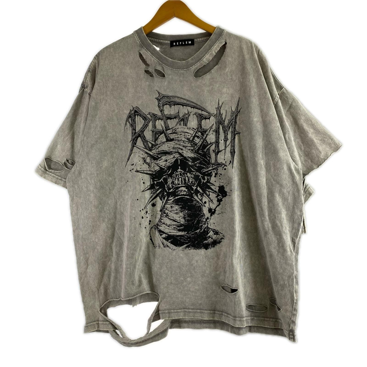 半袖Tシャツ REFLEM ダメージ加工Tee フリー グレー