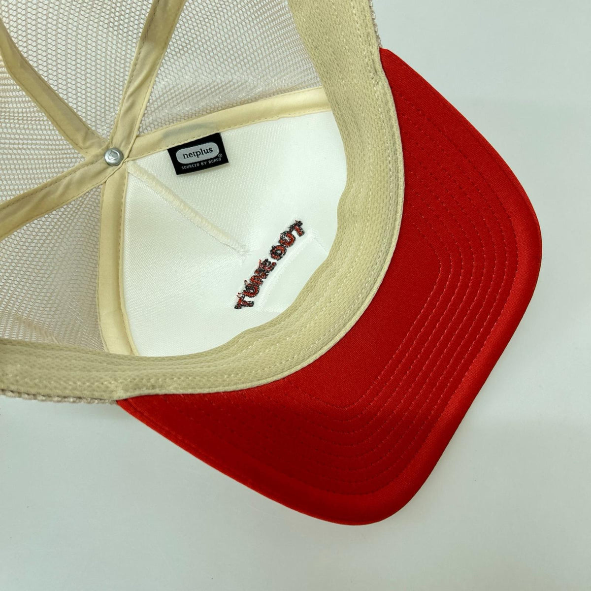 キャップ メッシュキャップ レッド/ベージュ ベージュ