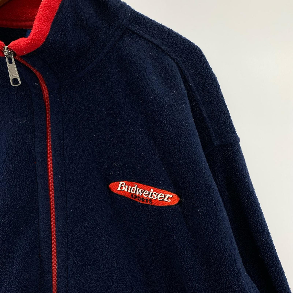 ブルゾン Budweiser sports バドワイザー企業ロゴ フリース ブルー