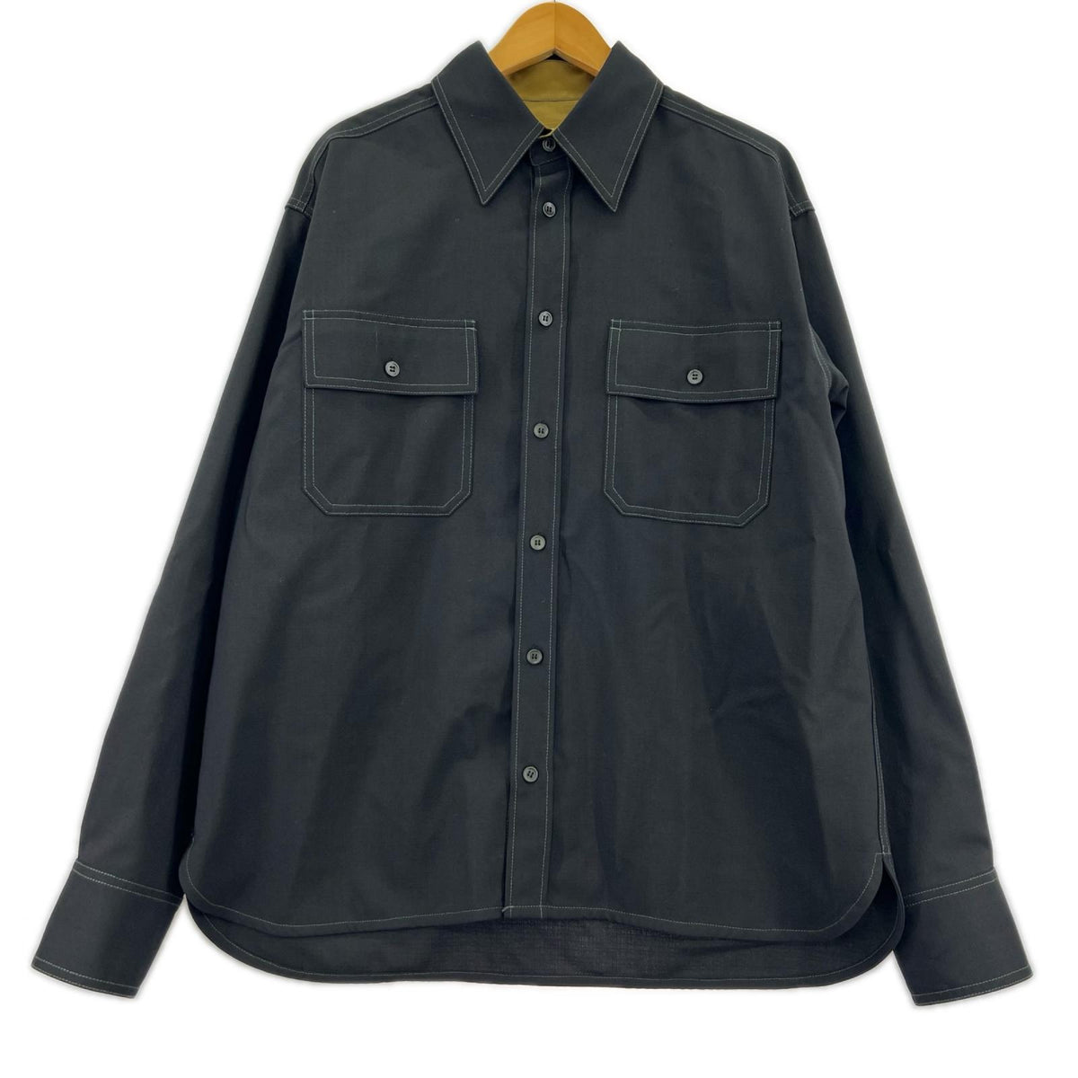 長袖シャツ 21SS/TROPICAL WOOL SHIRT/48 48 ブラック