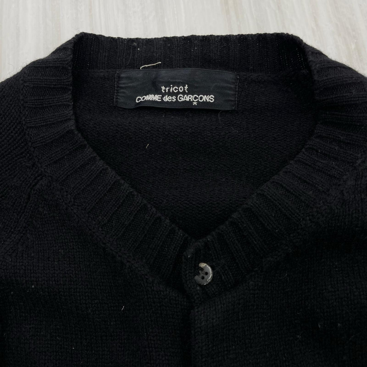カーディガン tricot COMME des GARCONS ノーカラーウールカーディガン ブラック