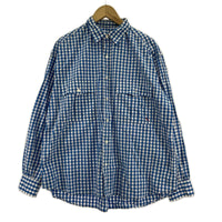長袖シャツ ROLL UP HEATHER GINGHAM CHECK SHIRT-M M ブルー