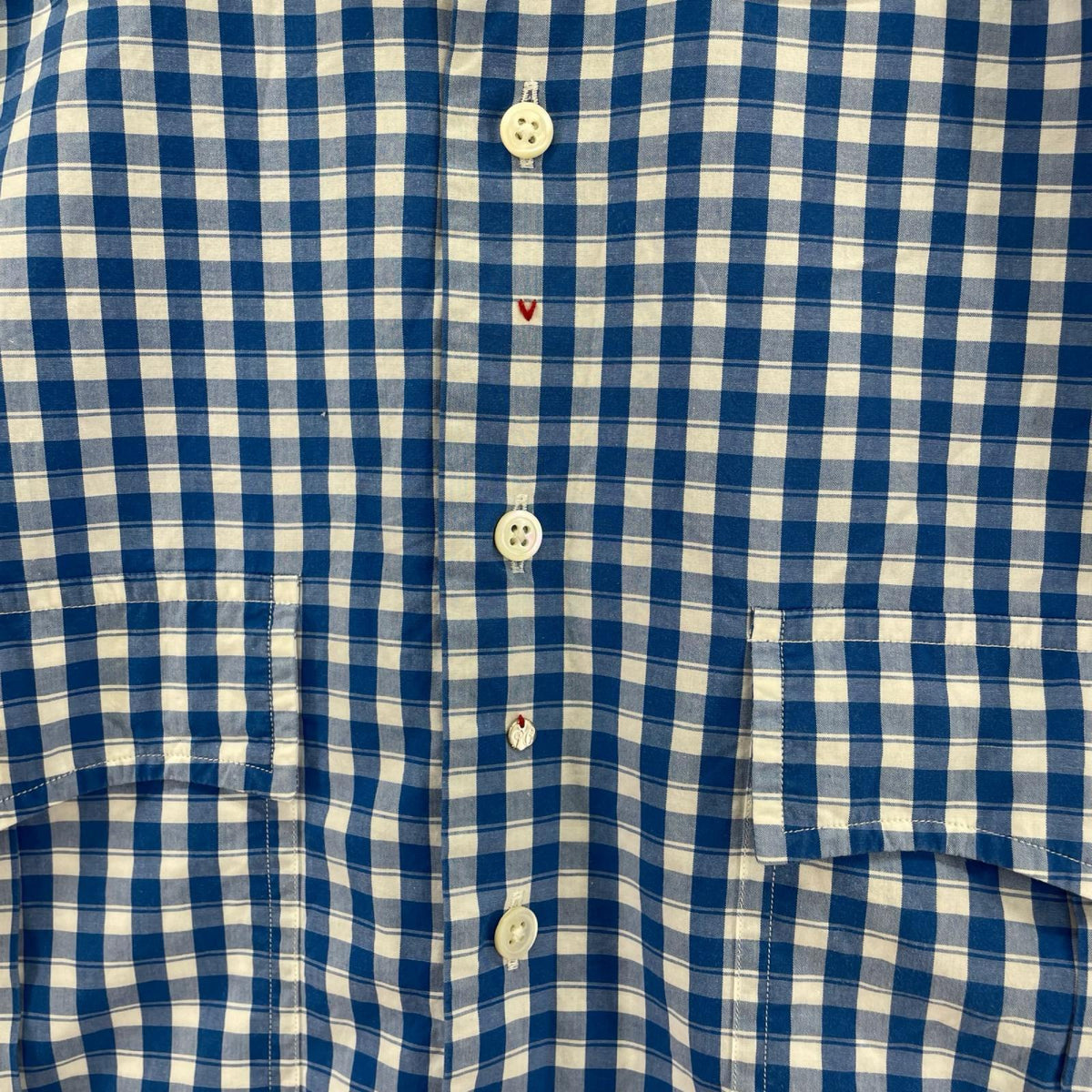 長袖シャツ ROLL UP HEATHER GINGHAM CHECK SHIRT-M M ブルー