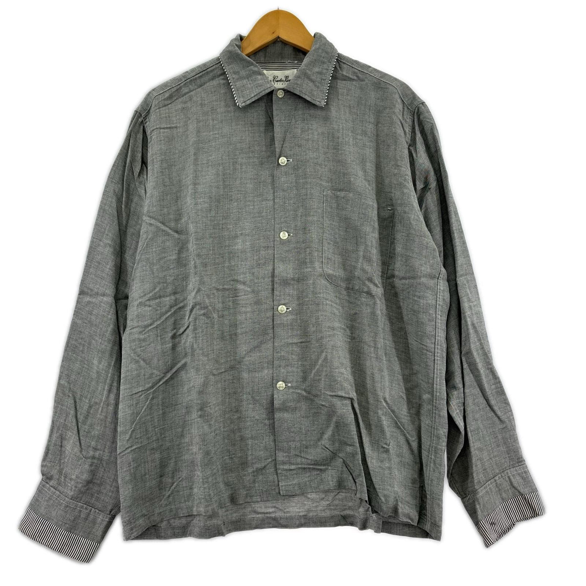 長袖シャツ 60S〜 Carlos Ricardo 襟ステッチ レーヨン グレー