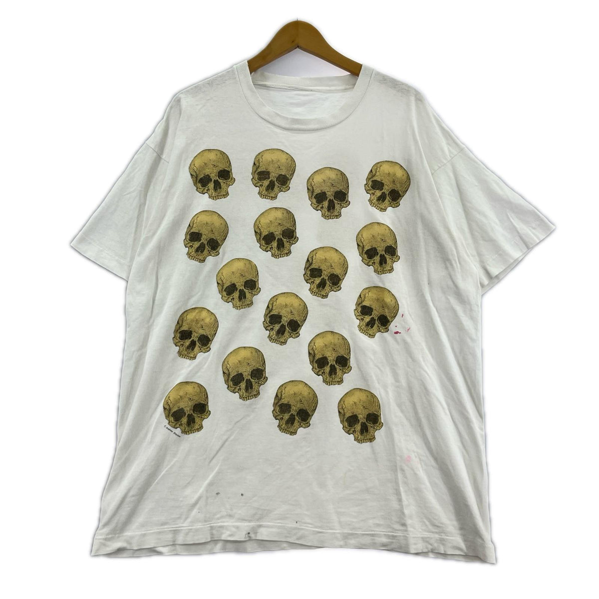 半袖Tシャツ 90S スカル 総柄 白 ホワイト