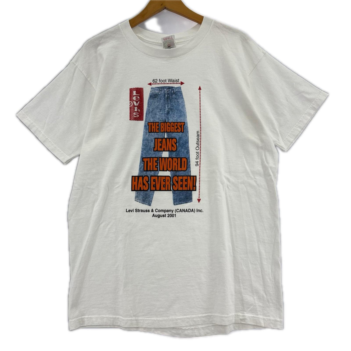 半袖Tシャツ 00s Levi's 巨大ジーンズグラフィック 白 (L) L ホワイト