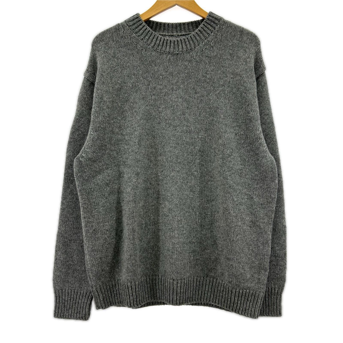 ニット YONETOMI BRITISH SHETLAND WOOL KNIT 4 グレー