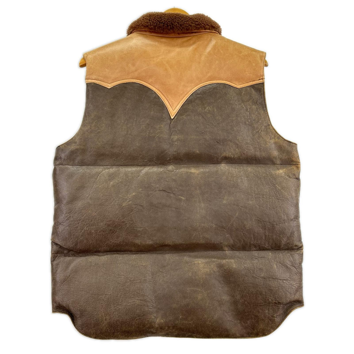 ダウンベスト WAREHOUSE LEATHER YOKE T/C DOWN VEST M BRW M ブラウン
