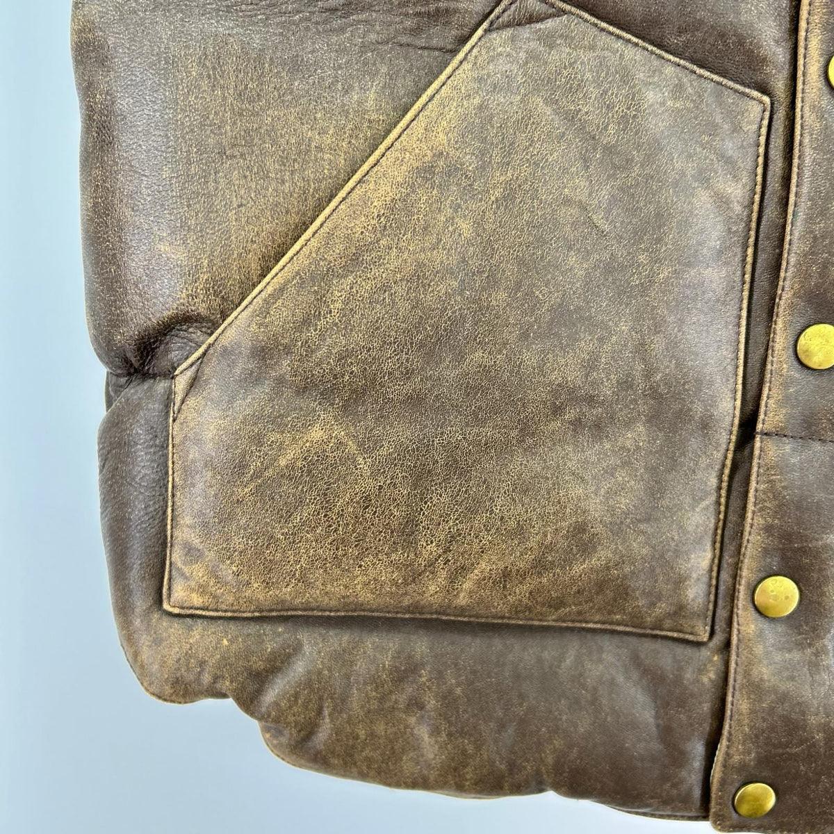 ダウンベスト WAREHOUSE LEATHER YOKE T/C DOWN VEST M BRW M ブラウン